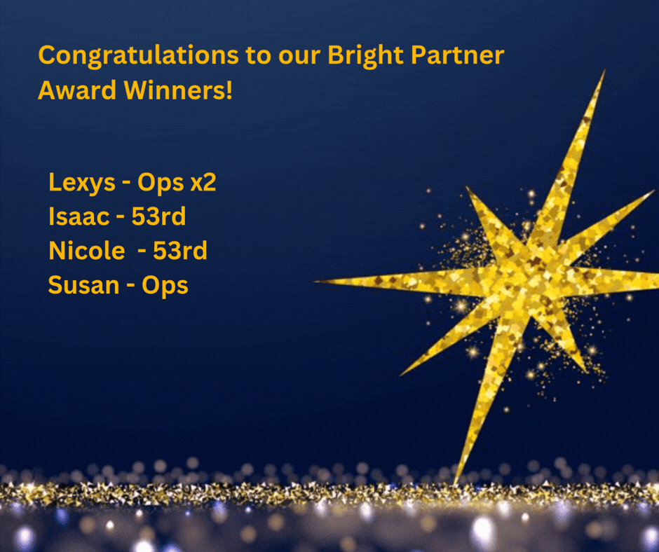 List of Bright Partners with a gif of a moving sparkly star